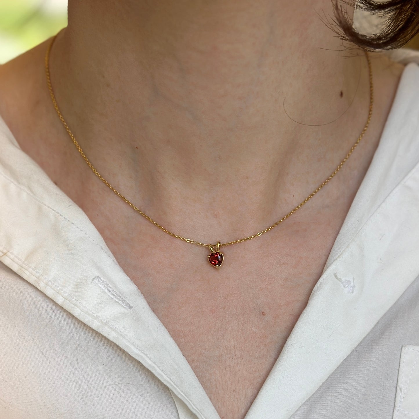 14KT Yellow Gold Mozambique Garnet Heart Pendant - LSJ