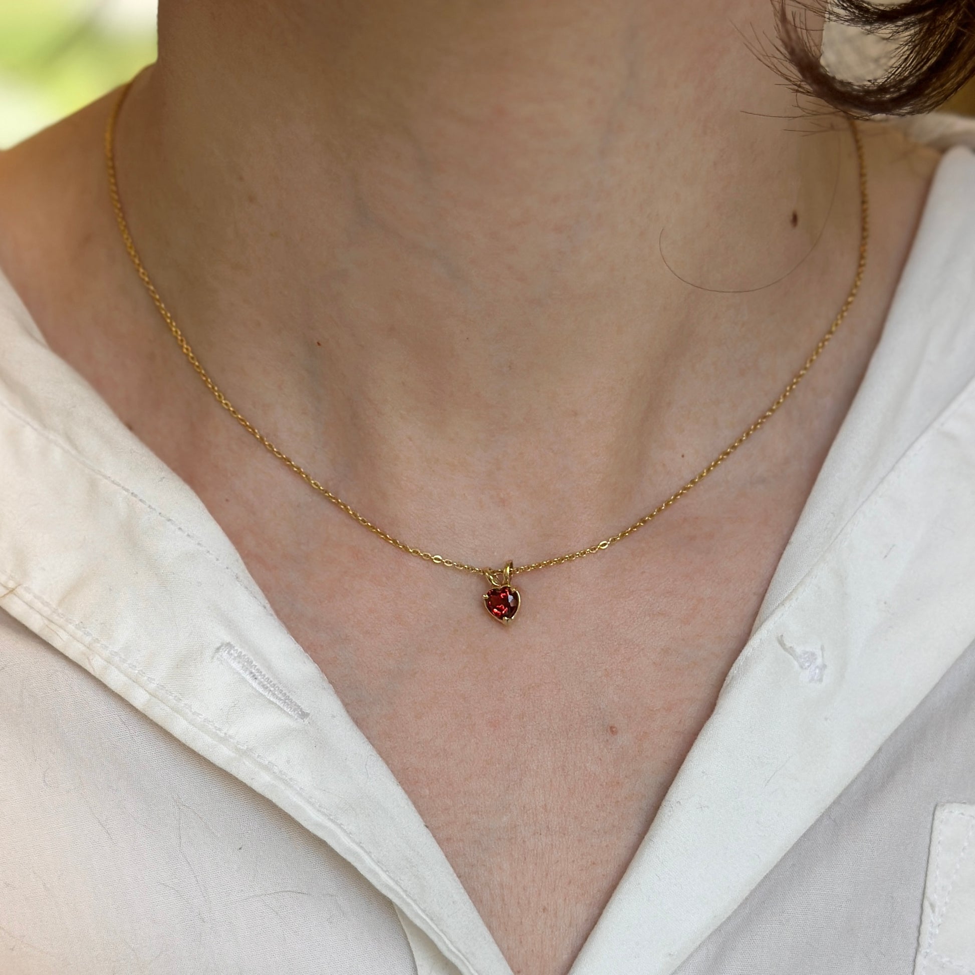 14KT Yellow Gold Mozambique Garnet Heart Pendant - LSJ