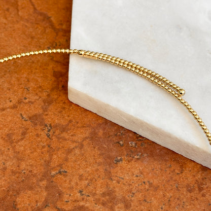 Estate 14KT Yellow Gold Beaded 1.3mm Ball Adjustable Collar Necklace