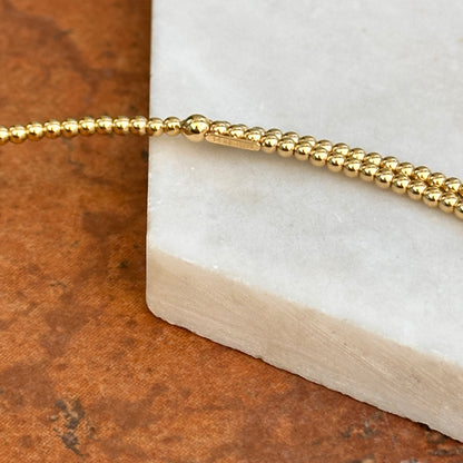 Estate 14KT Yellow Gold Beaded 1.3mm Ball Adjustable Collar Necklace
