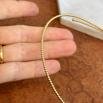 Estate 14KT Yellow Gold Beaded 1.3mm Ball Adjustable Collar Necklace