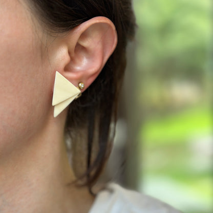 Estate Gold-Plated Triangle Shape Lucite Post Earrings - LSJ