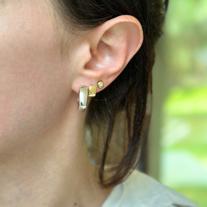 Sterling Silver Square C-Shape Hoop Earrings