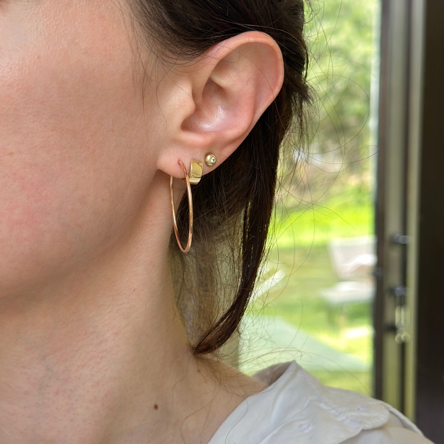 Rose Gold Filled Thin Tube Endless Hoop Earrings 34.5mm