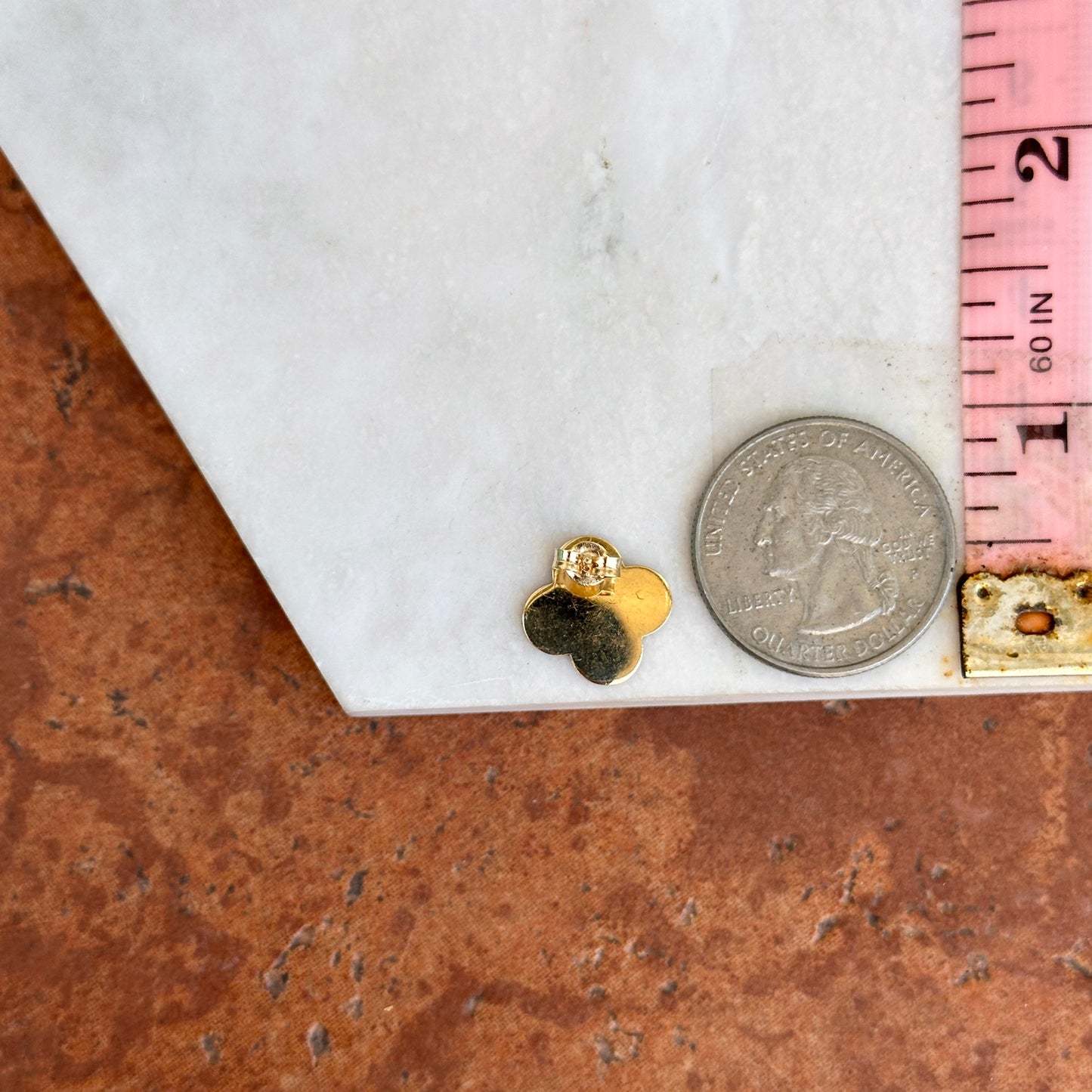 14KT Yellow Gold Black Onyx 4 Leaf Clover Post Stud Earrings 14mm