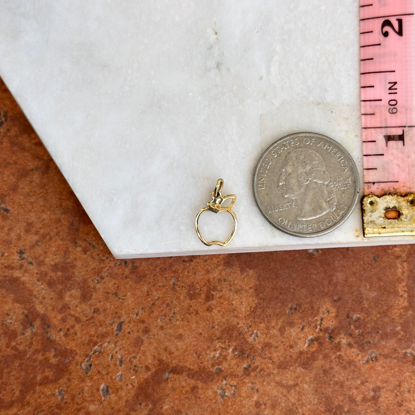 14KT Yellow Gold Apple Outline Charm Pendant