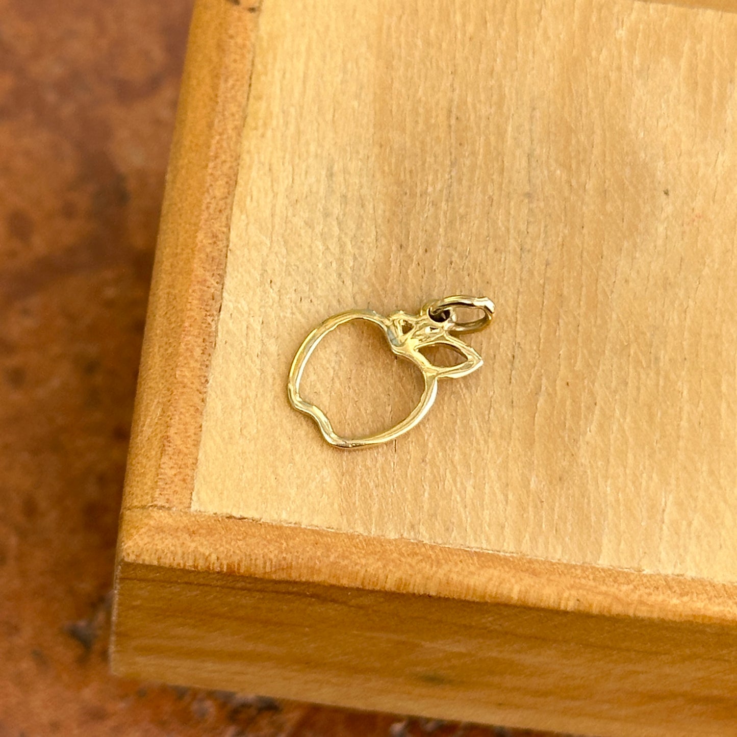 14KT Yellow Gold Apple Outline Charm Pendant