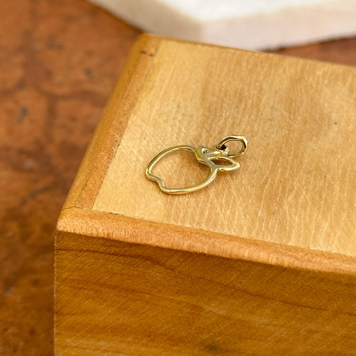 14KT Yellow Gold Apple Outline Charm Pendant