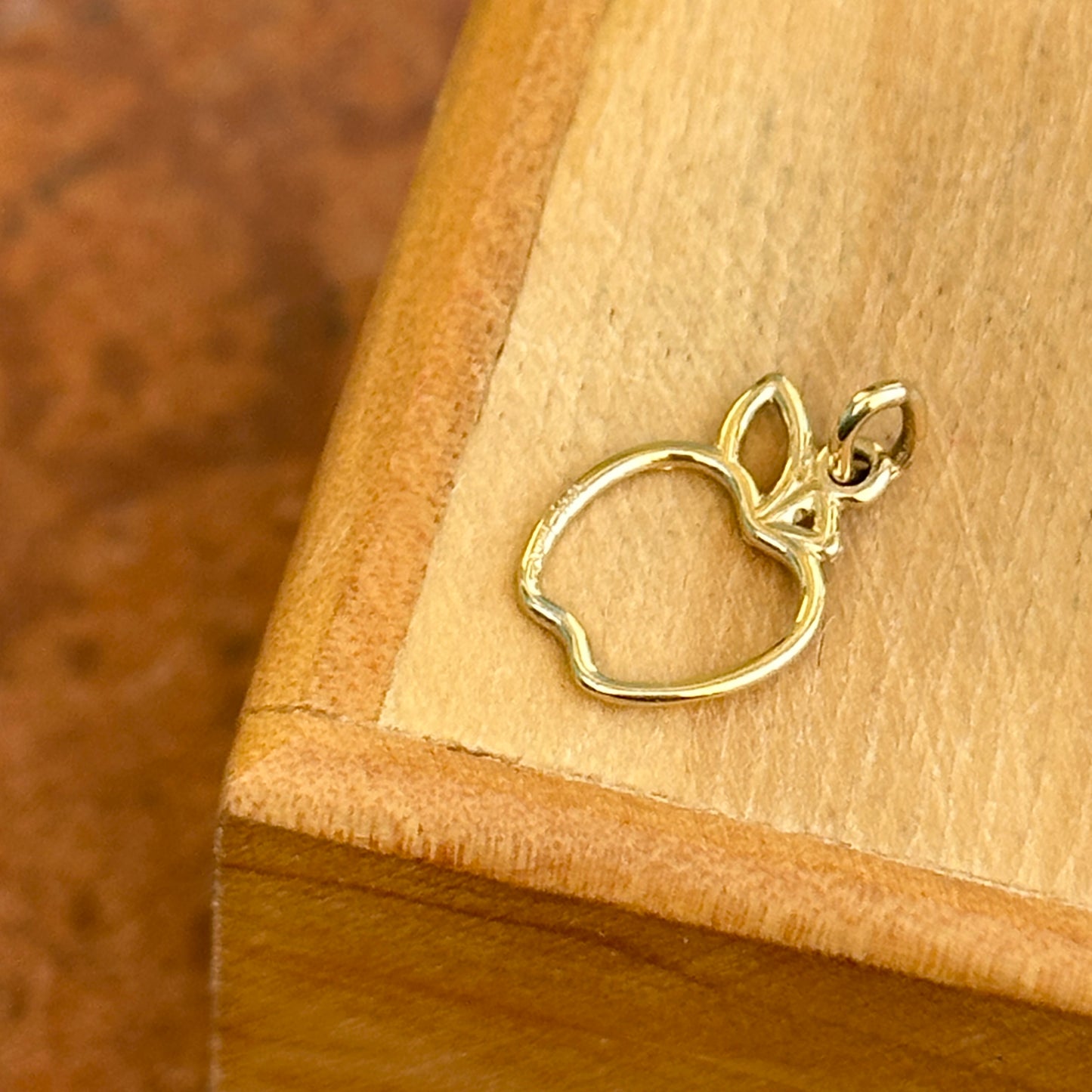 14KT Yellow Gold Apple Outline Charm Pendant