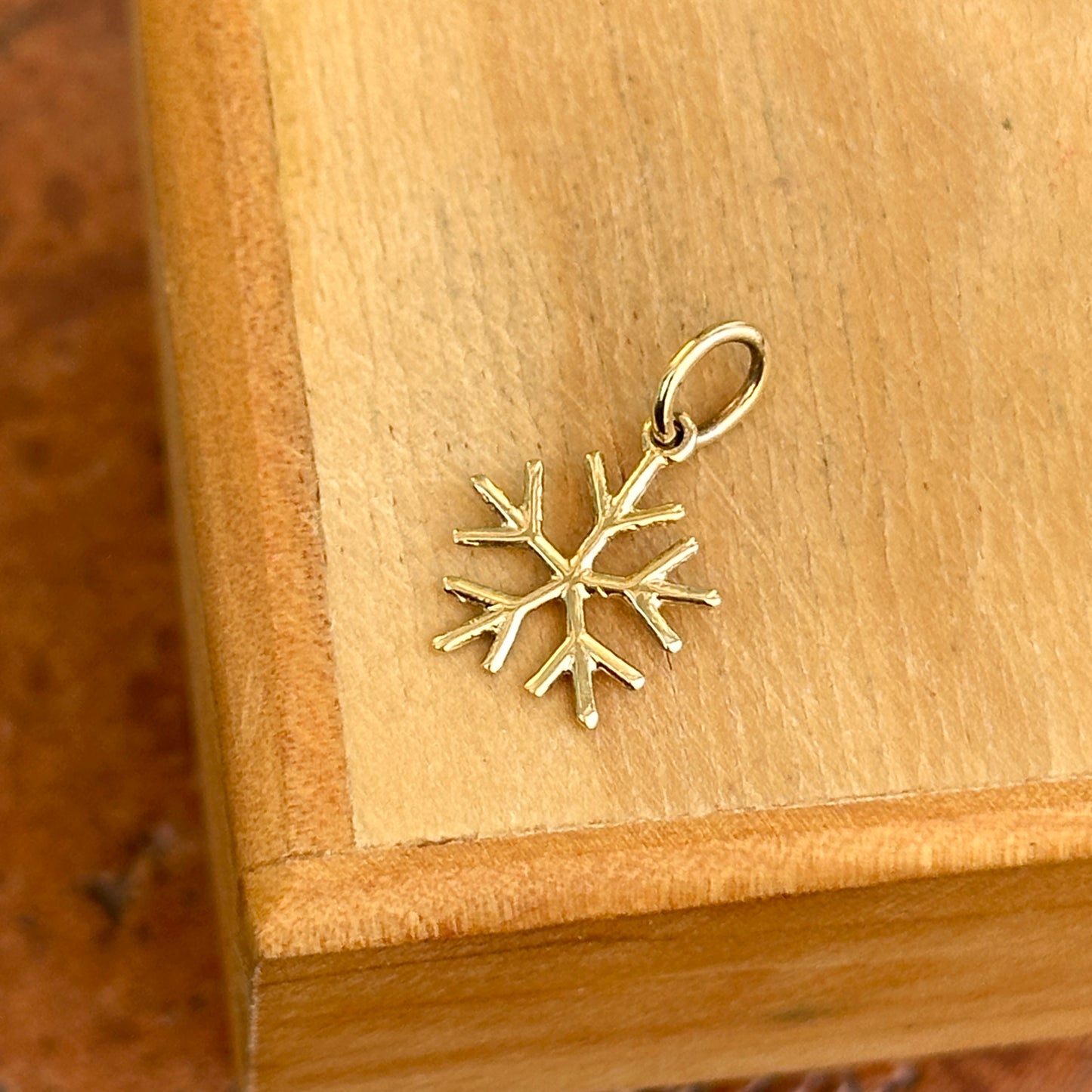 14KT Yellow Gold Small Snowflake Pendant Charm