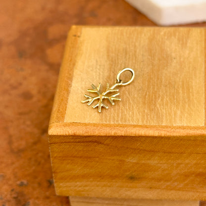 14KT Yellow Gold Small Snowflake Pendant Charm