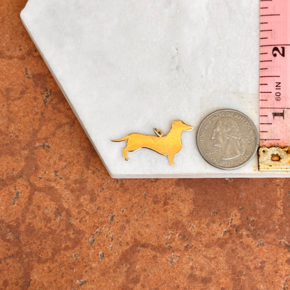 14KT Yellow Gold Flat Dachshund Dog Pendant Charm