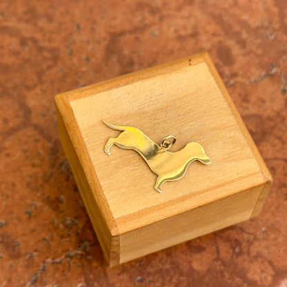 14KT Yellow Gold Flat Dachshund Dog Pendant Charm