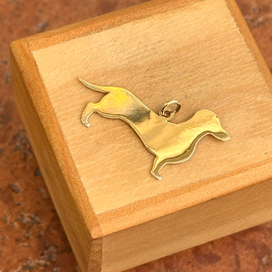 14KT Yellow Gold Flat Dachshund Dog Pendant Charm