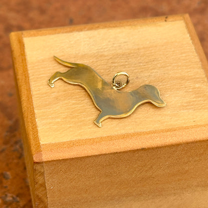 14KT Yellow Gold Flat Dachshund Dog Pendant Charm