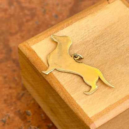 14KT Yellow Gold Flat Dachshund Dog Pendant Charm