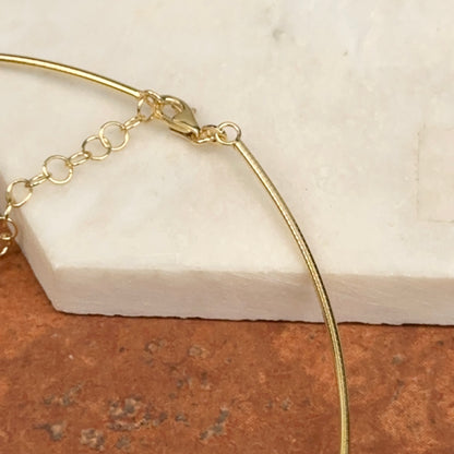 14KT Yellow Gold Solid 1mm Rounded Omega Collar Choker Necklace