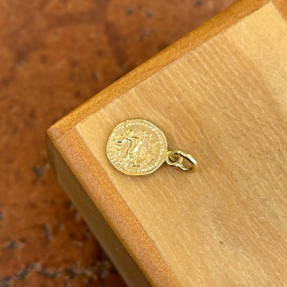 Estate 14KT Yellow Gold Replica Roman Coin Pendant Charm 8mm