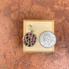 Load image into Gallery viewer, Estate 14KT Yellow Gold Blue Sapphire + Pink Ruby Round Drop Pendant