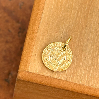 Estate 14KT Yellow Gold Replica Roman Coin Pendant Charm 10mm