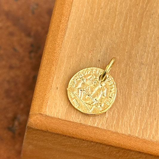 Estate 14KT Yellow Gold Replica Roman Coin Pendant Charm 10mm