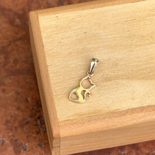 14KT Yellow Gold Heart Kitty Cat Pendant Charm