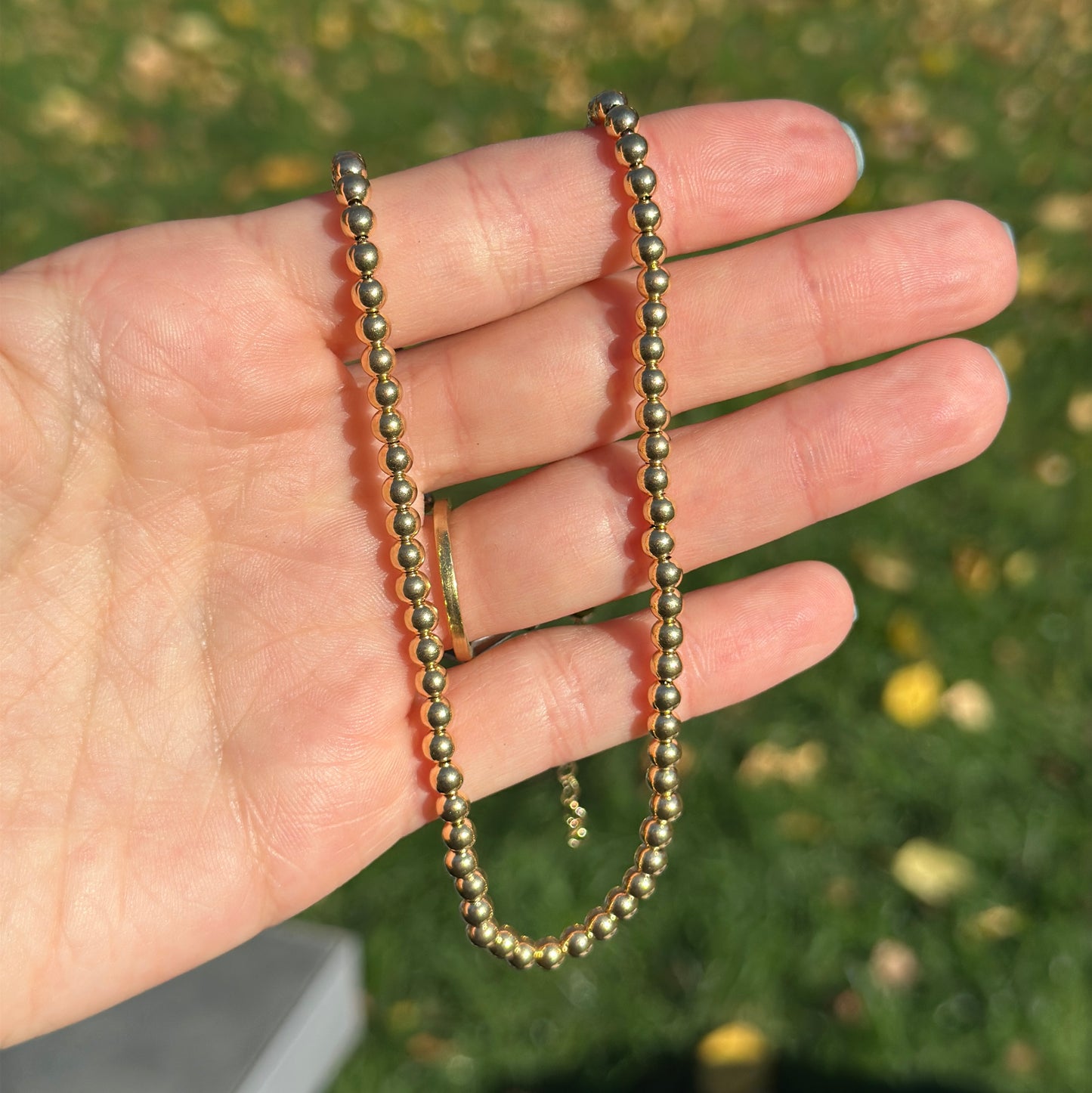 Estate 14KT Yellow Gold 4mm Beaded Ball Chain Necklace