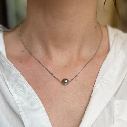 Sterling Silver Bean Pendant Necklace