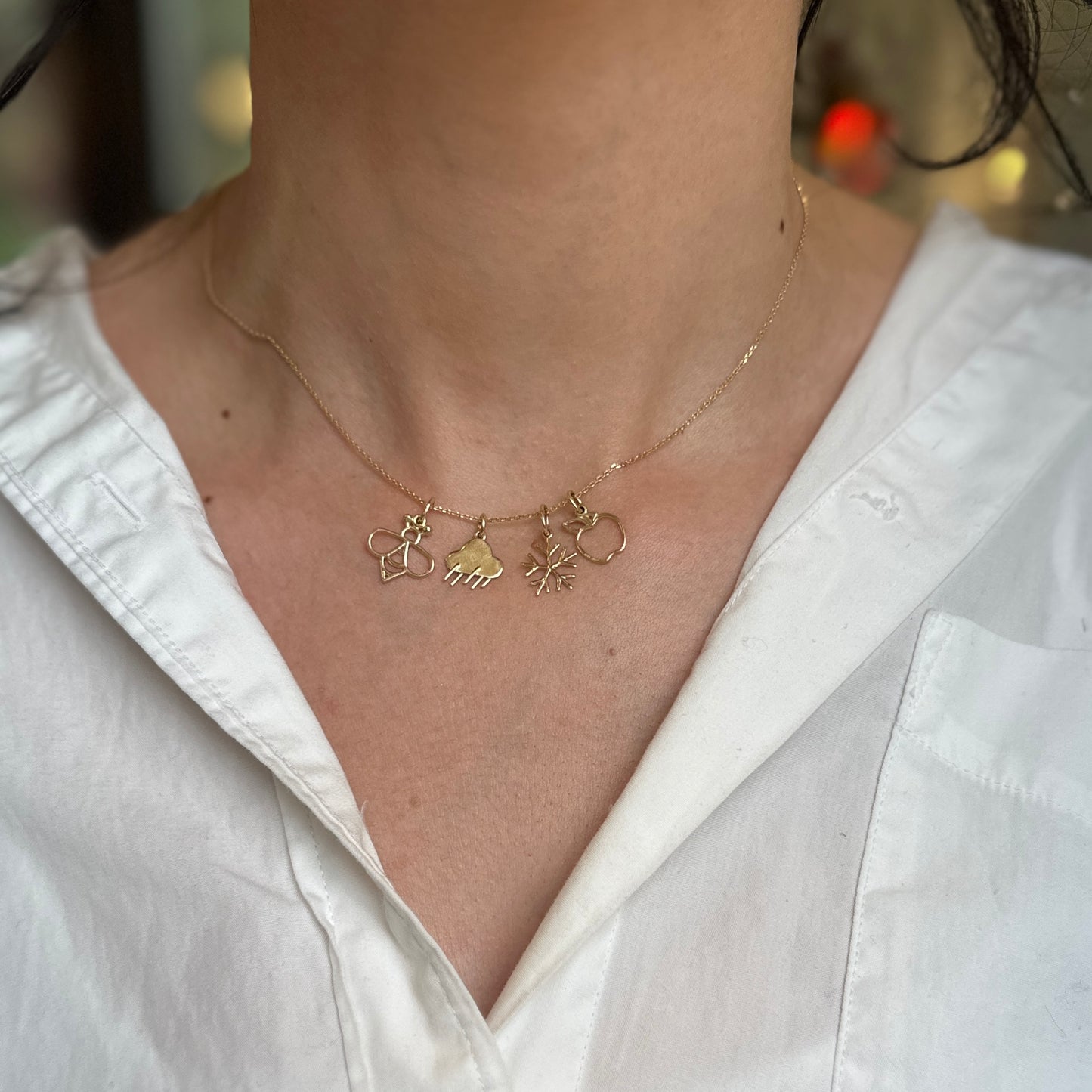 14KT Yellow Gold Small Snowflake Pendant Charm