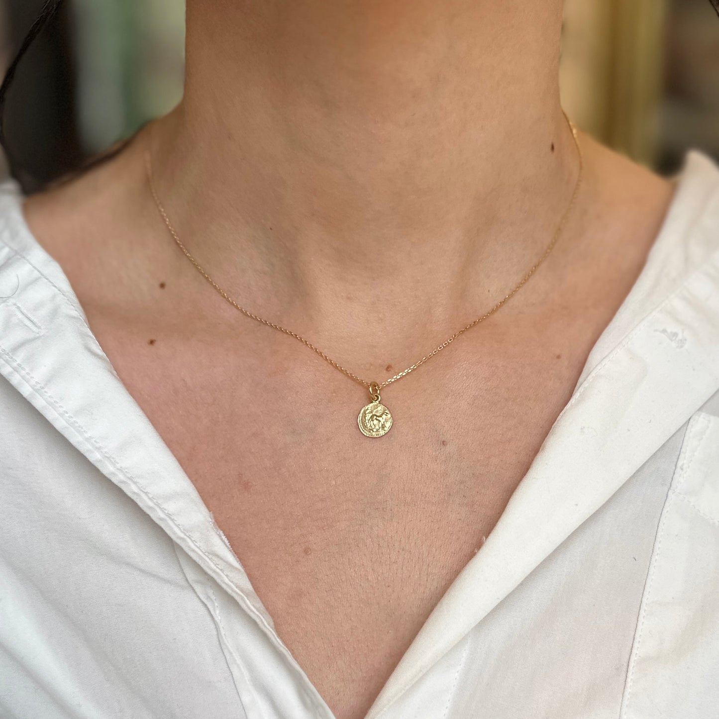 Estate 14KT Yellow Gold Replica Roman Coin Pendant Charm 8mm