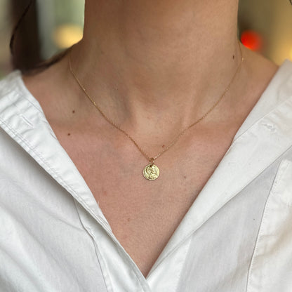 Estate 14KT Yellow Gold Replica Roman Coin Pendant Charm 10mm