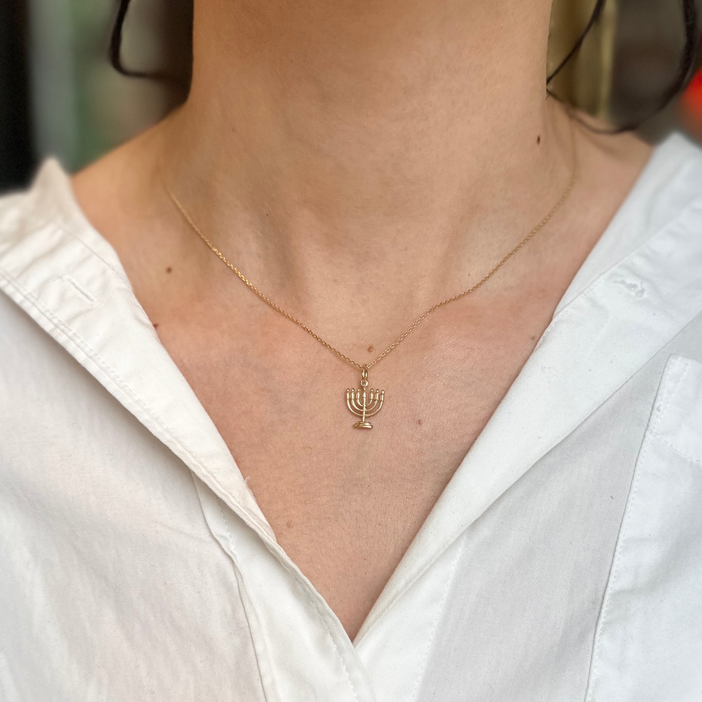 14KT Yellow Gold Menorah Mini Pendant Charm