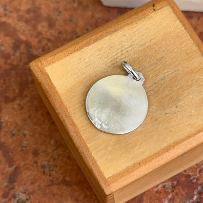 14KT White Gold Round Matte Miraculous Medal 18mm