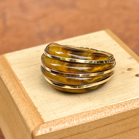 Estate 14KT Yellow Gold Inlayed Tiger's Eye Dome Ring