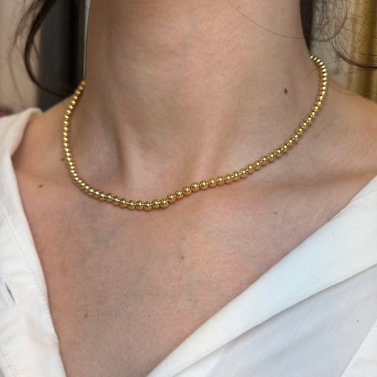 Estate 14KT Yellow Gold 4mm Beaded Ball Chain Necklace