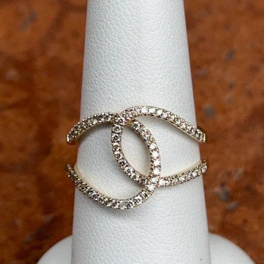 14KT Yellow Gold Interlocking Ovals Pave Diamond Ring