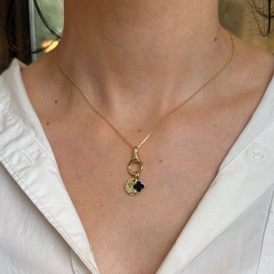 14KT Yellow Gold Twisted Round Push-In Charm Holder / Clasp 10mm