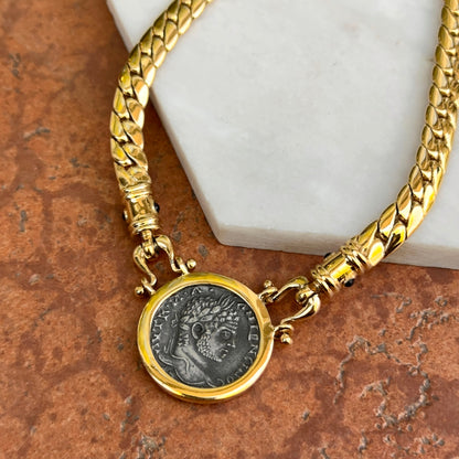 Estate Gold-Tone Replica Coin Curb Chain Necklace