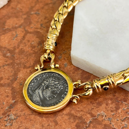 Estate Gold-Tone Replica Coin Curb Chain Necklace