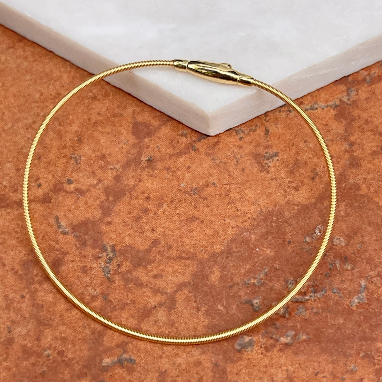 18KT Yellow Gold 1.5mm Coil Wire Twist Chain Bracelet