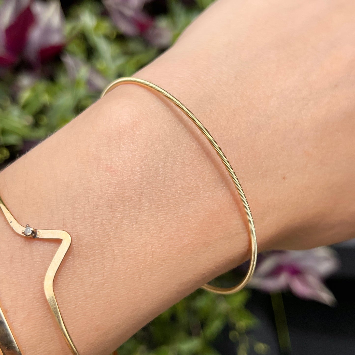 18KT Yellow Gold 1.5mm Coil Wire Twist Chain Bracelet