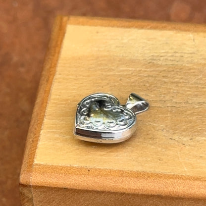 14KT White Gold Filigree Heart Shaped Locket Pendant 13mm