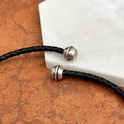 Silver Gun Metal and Yellow Plated Cowboy Boot in Stir-Up Black Braided Leather Necklace