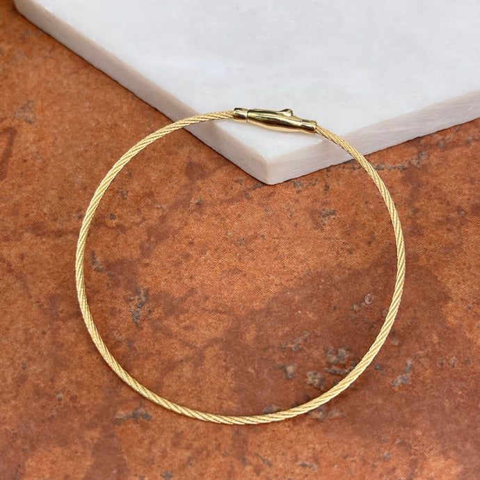 18KT Yellow Gold 1.3mm Cable Wire Twist Chain Bracelet