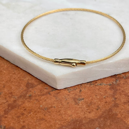 18KT Yellow Gold 1.5mm Cable Wire Twist Chain Bracelet