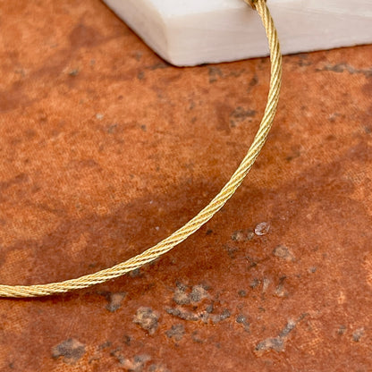 18KT Yellow Gold 1.5mm Cable Wire Twist Chain Bracelet