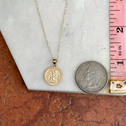 14KT Yellow Gold St Christopher 14mm Medal Necklace