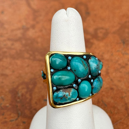 Yellow Gold-Plated Oval + Round Turquoise Large Wrap Ring