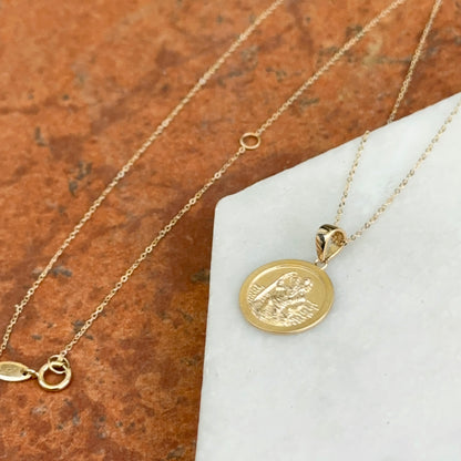 14KT Yellow Gold St Christopher 14mm Medal Necklace
