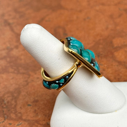 Yellow Gold-Plated Oval + Round Turquoise Large Wrap Ring